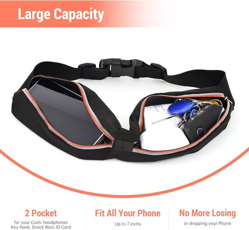 JUMAHE Slim Running Belt - Phone Holder Fanny Pack for Keys & Accessories | Fits All Cell Phones, Orange