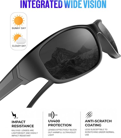 KALIYADI Polarized Sports Sunglasses - UV400 Protection for Men | Ideal for Running, Fishing, Golf