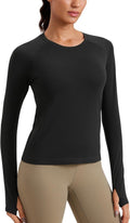 CRZ YOGA Seamless Long Sleeve Shirt for Women - Breathable Workout Top in Waist Length