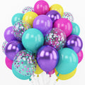 Skiennix 12-Inch Metallic Balloons - 60 Pcs in Hot Pink, Purple, Teal & Yellow for Kids' Parties | Birthday & Baby Shower Decor
