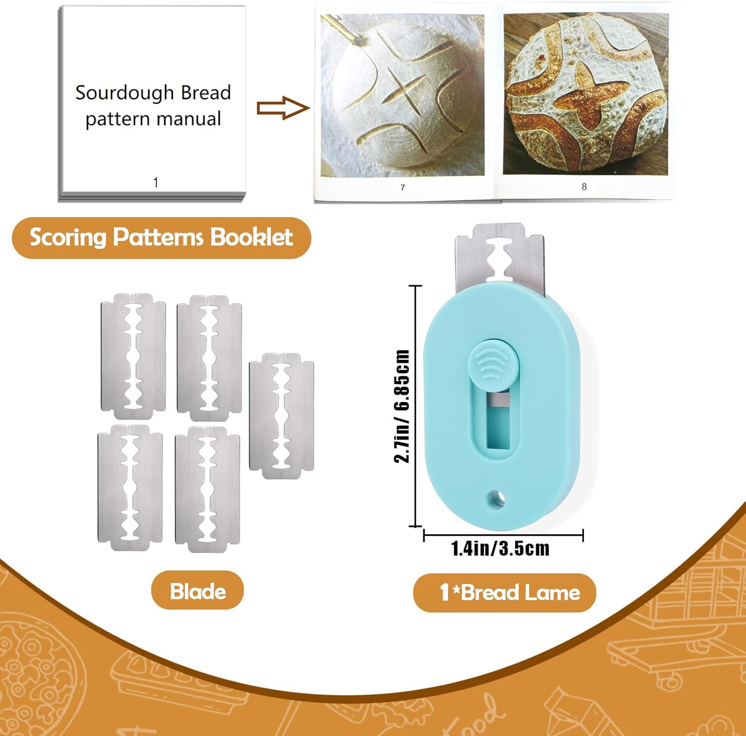 XANGNIER Bread Lame Dough Scoring Tool - Extractable & Magnetic with 5 Razor Blades | Perfect for Sourdough Baking