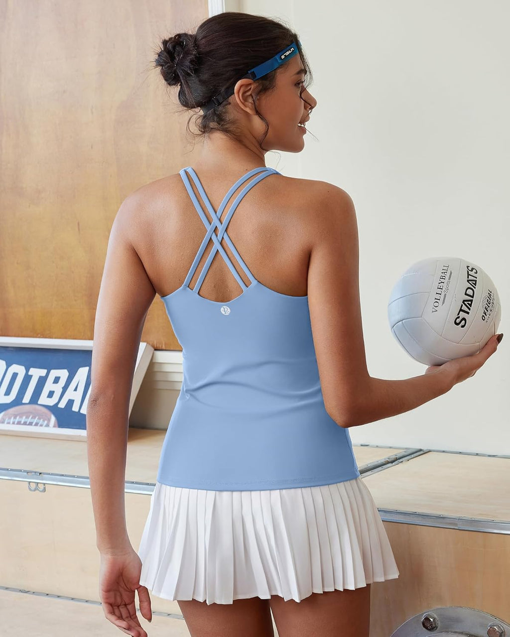 Running Girl Women's Workout Tank Top - Built-In Bra & Crisscross Back | Padded Athletic Yoga Shirt