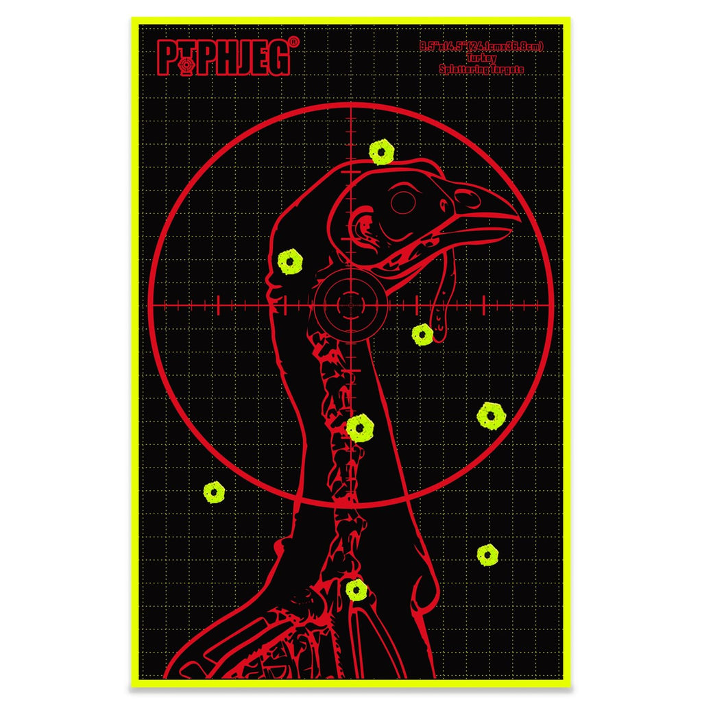 PTPHJEG Fluorescent Splatter Turkey Targets - Highly Visible Shotgun Target Sticker for Practice, 9.5×14.5"(25pcs)