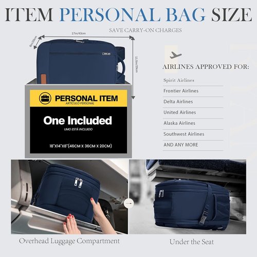 Lossga Travel Backpack - Water-Resistant Personal Item Bag | 18x14x8 Inches, Lightweight & Flight Approved