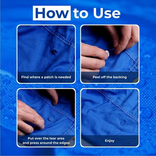 aZengear Repair Patches - Waterproof, Self-Adhesive for Jackets, Tents & More | 11 Pieces, Blue