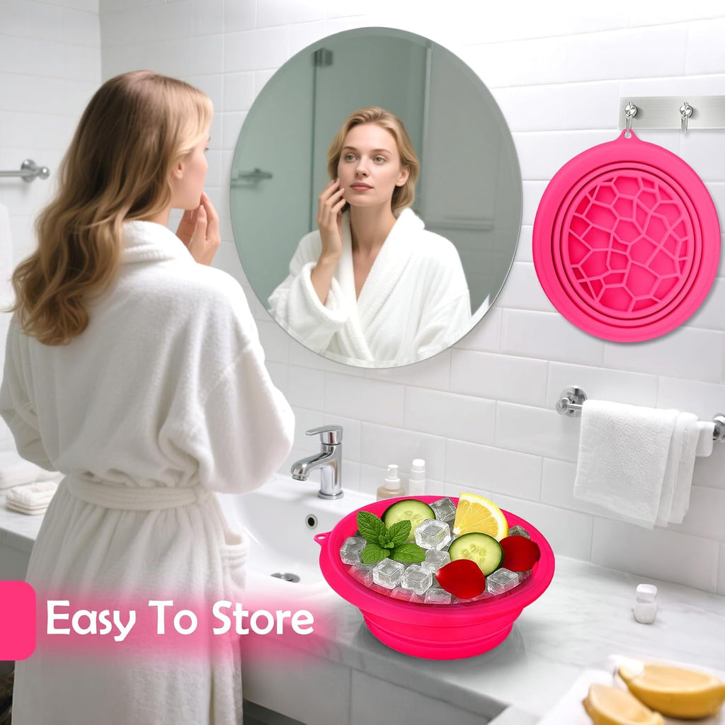 XANGNIER Face Bowl - Collapsible Silicone Ice Bath for Cold Plunge Therapy & Skin Tightening | Black Spa Tool