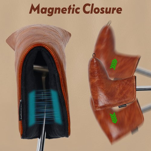 Craftsman Golf Premium Leather Brown Blade Putter Cover Headcover Magnetic Closure for Scotty Cameron Taylormade Odyssey