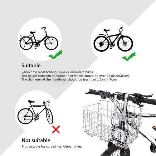Bike Basket Front Multifunction Folding Bicycle Front Basket high-Capacity Metal Front Back Basket Carry Dog pet Fruit Save Space