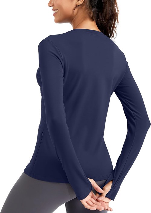 MathCat Thermal Shirts - Women's Fleece Lined Long Sleeve Base Layer for Winter Running & Athletic Wear