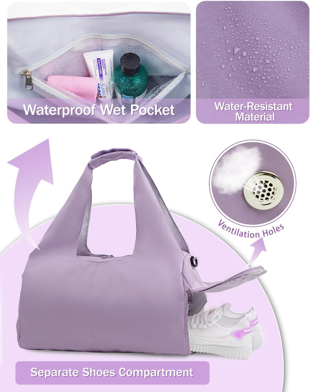 RHDZO Gym Bag for Women - Versatile Yoga Mat Bag with Shoe Compartment & Wet Pocket | Stylish Weekender Bag