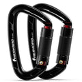 FresKaro 25kN UIAA Certified Climbing Carabiner Clips, 4inches Auto Locking, Heavy Duty Carabiners for Rock Climbing, Mountaineering with Knots Flashcards Guide, 2pack, Black
