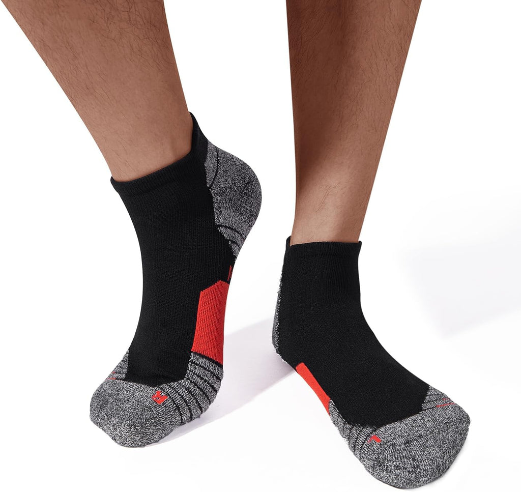 WANDER Men's Athletic Running Socks - 7 Pairs of Thick Cushion Low Cut Ankle Socks | Sizes 6-9, 10-12, 12-14