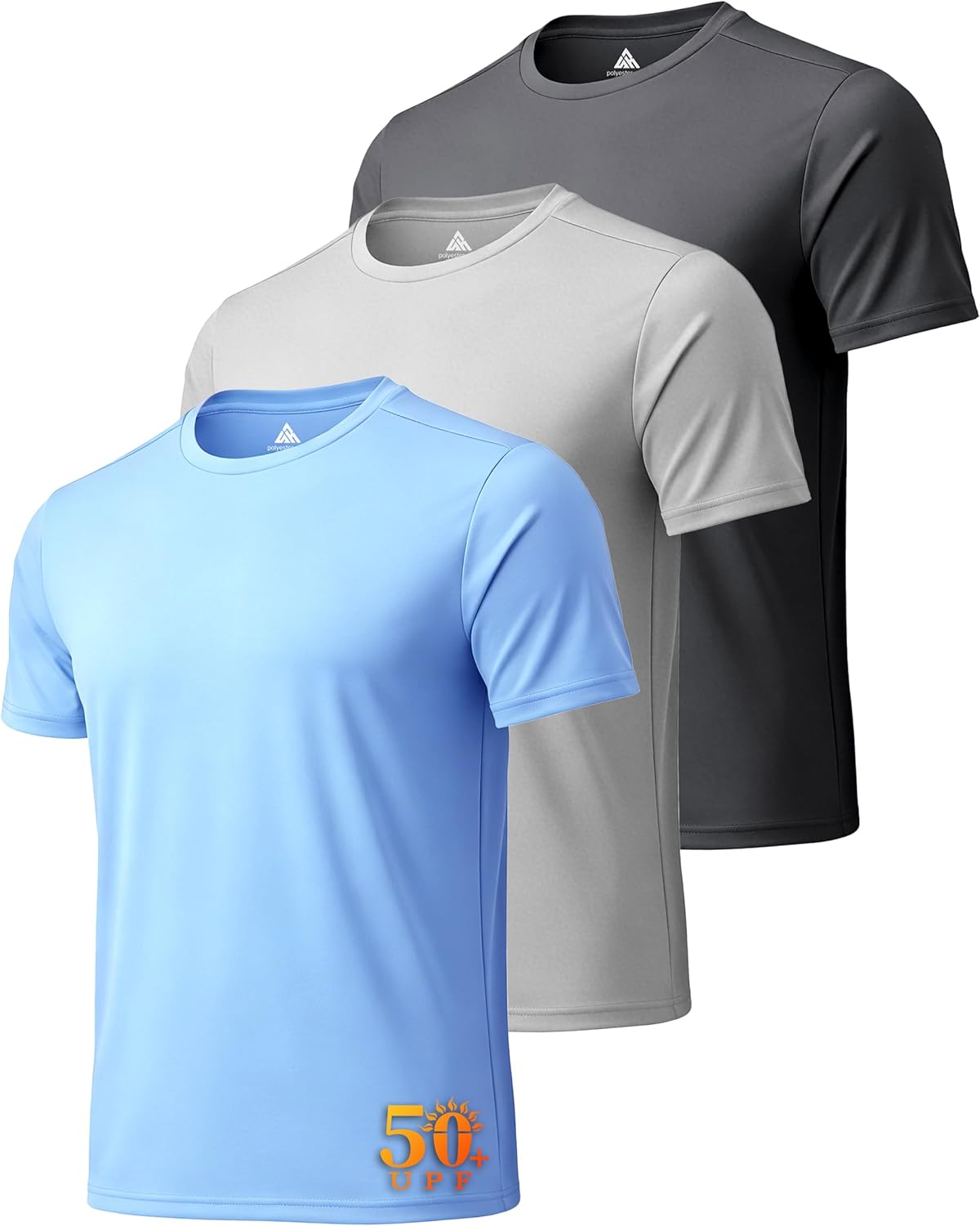 ZITY Men's Athletic T-Shirts - UPF 50+ Fast-Dry Moisture-Wicking Workout Shirts | 3-Pack Set