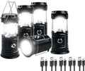 KunHe 5-Pack Portable LED Camping Lanterns - 1800mAh, Waterproof & USB Rechargeable for Outdoor Use