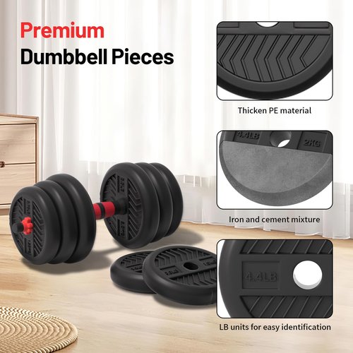 Adjustable Weights Dumbbells Set, Free Weights Workout Equipment Used as Barbell/Kettlebells/Push up Stand, Fitness Workout Equipment for Home Gym for Youth,Women/Men, 20lb (10lb*2)