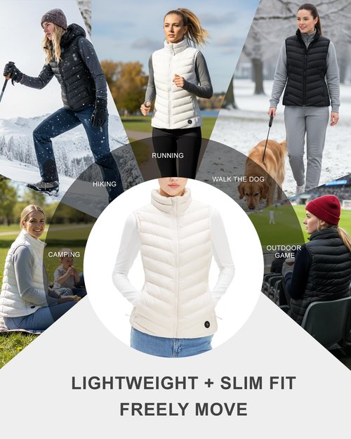 Stelle Heated Vest Women, (Power Bank Not Included) Smart Warming Electric Heating Puffer Vest Lightweight Fleece (Black,M)