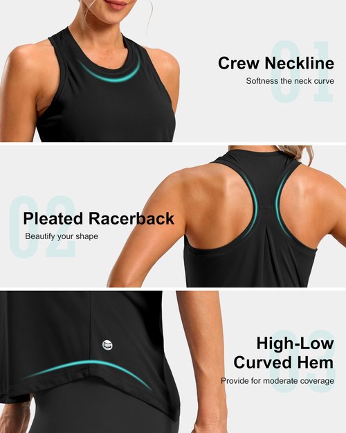 G Gradual Women's Workout Tank Tops Racerback Athletic Yoga Tops Loose Fit Sleeveless Running Gym Sports Shirts for Women(Black,M)