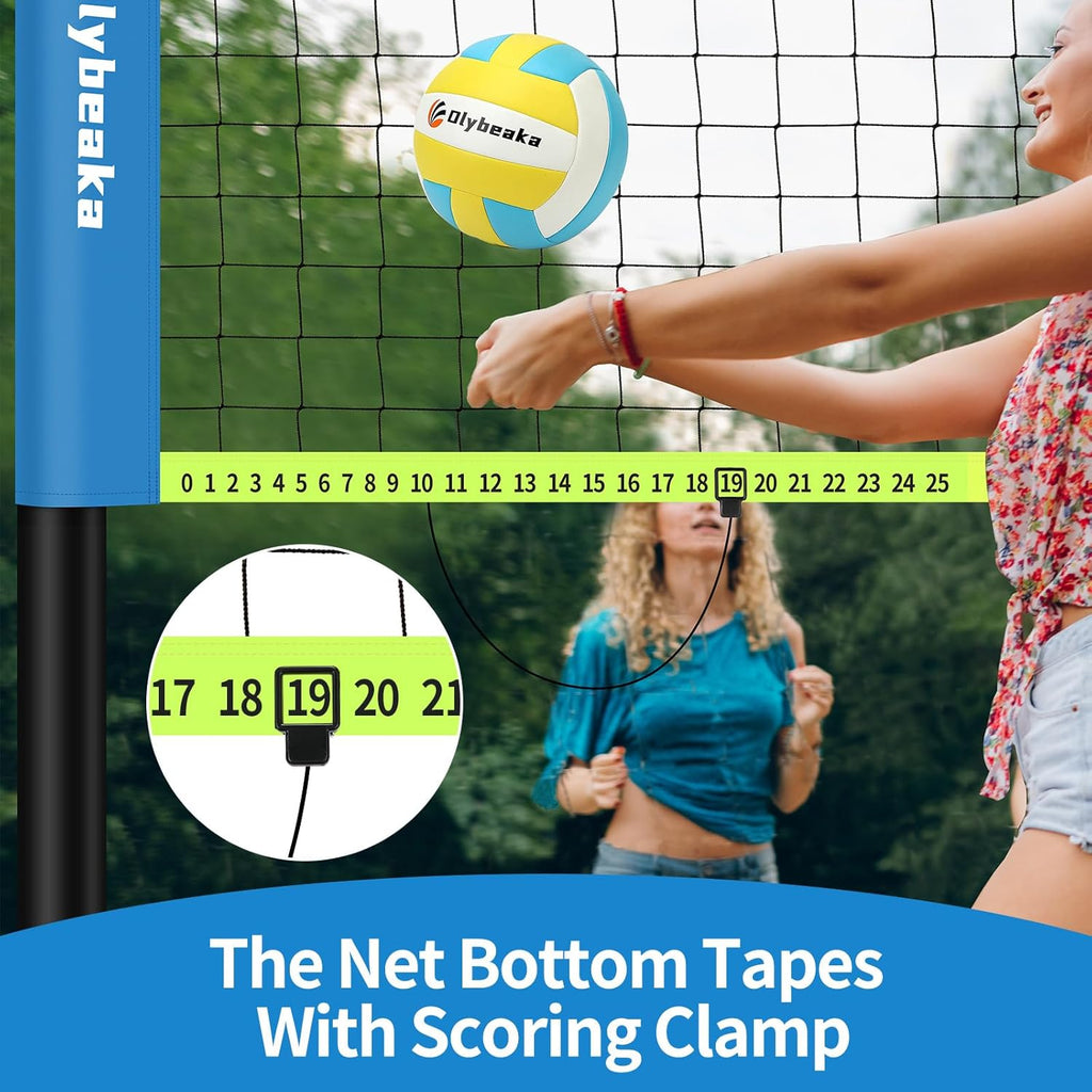 Skiennix Portable Outdoor Volleyball Net Set - Adjustable Poles, Soft PU Volleyball & Pump, Carry Bag