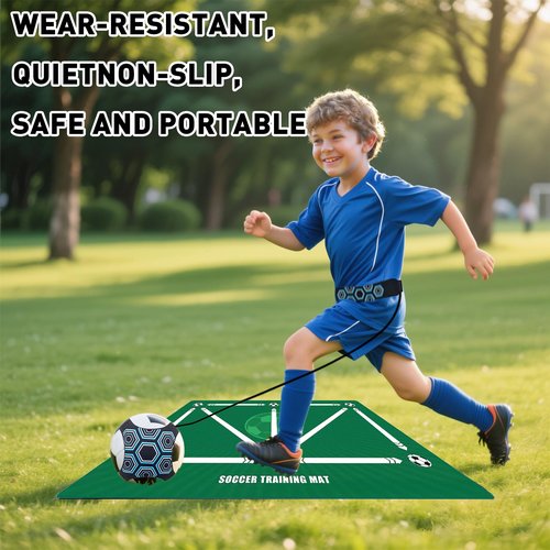Soccer Training Mat, Football mat Training Equipment Includes Premium Anti-Slip Soccer Socks Improve Agility and Coordination,Anti-Slip Silent Absorption Soccer Footwork Mat (Green)