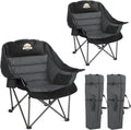 Colegence Oversized Camping Chairs - Set of 2 Heavy-Duty Padded Lawn Chairs | XL Foldable Design, Supports 450LBS - Black & Grey