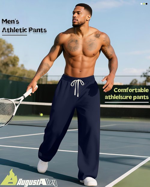 August Alley Big & Tall Men's Sweatpants - Open Bottom Athletic Pants with Drawstring & Pockets