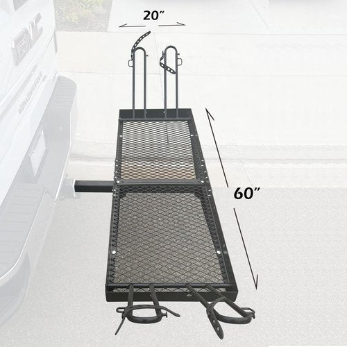 MaxxHaul 50641 Cargo Carrier Rack - 2-in-1 Hitch Mount for Bikes | 60" x 20" | 500 lb Capacity