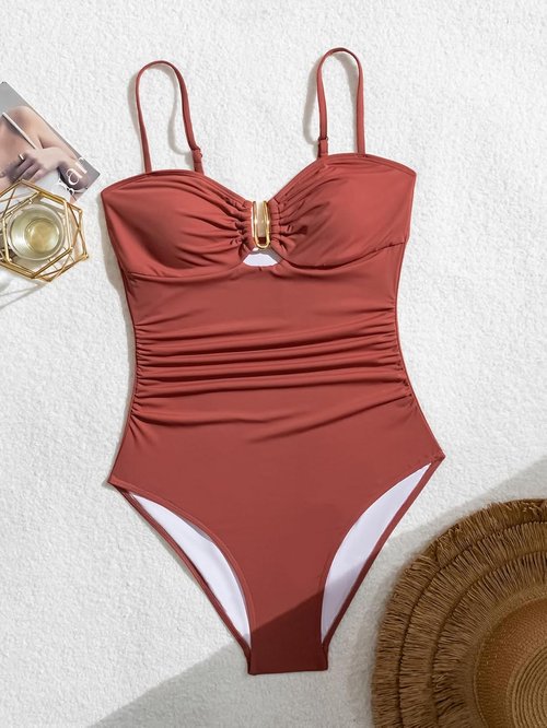 Eomenie One Piece Swimsuit - Tummy Control Ruched Bathing Suit with Cutout U Wire Design
