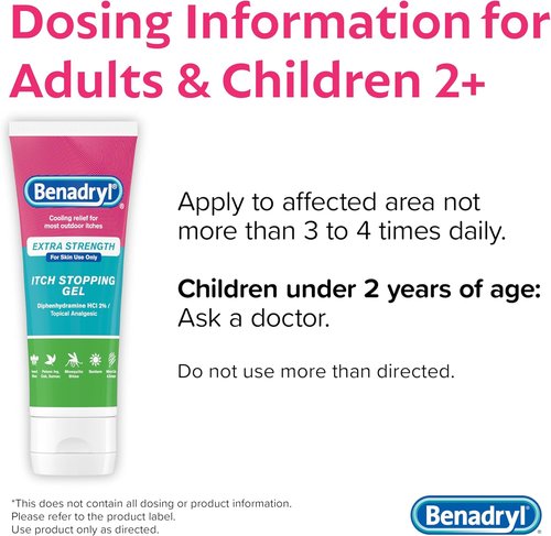 Benadryl Extra Strength Anti-Itch Relief Gel - 2% Diphenhydramine HCl for Insect Bites & Sunburn | 3.5 fl oz