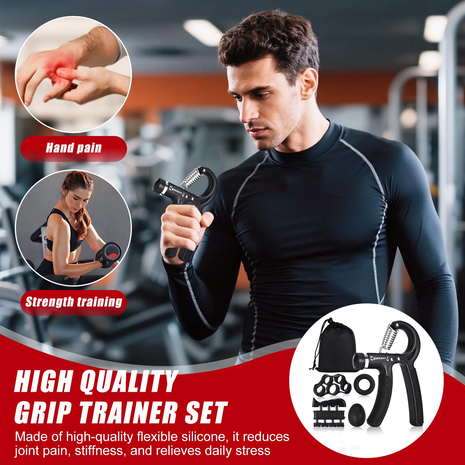 UFANME Hand Grip Strengthener Forearm Strengthener Grip Strength Trainer Kit - 5 Pack Adjustable Resistance