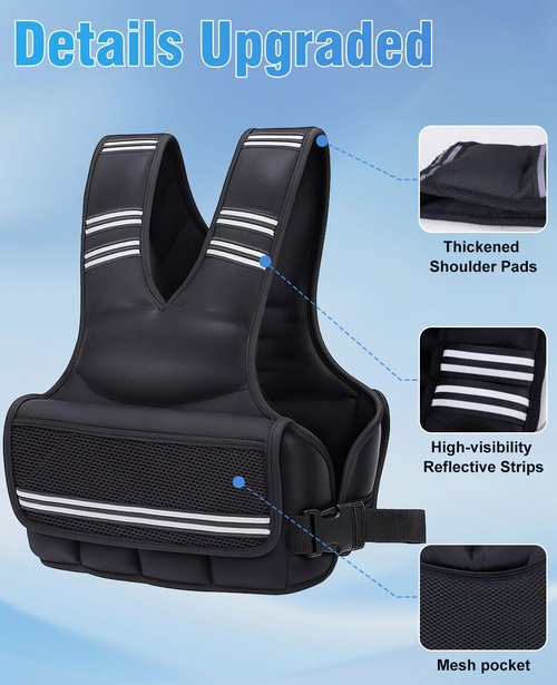 OYY 9-18lbs Adjustable Weighted Vest for Men Women, Running Vest with Reflective Stripe, Comfortable Weight Vests for Workout, Strength Training, Running, Walking, Jogging