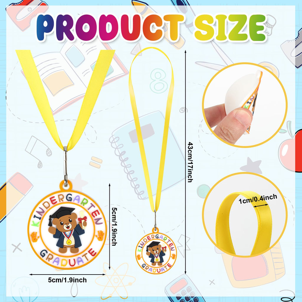 Hedeey Kindergarten Graduation Medal for Kids Preschool Pre-k Graduation Award Medals with Neck Ribbon for School Student Graduation Party Gifts Favors(24 Pcs, 2 Inch)