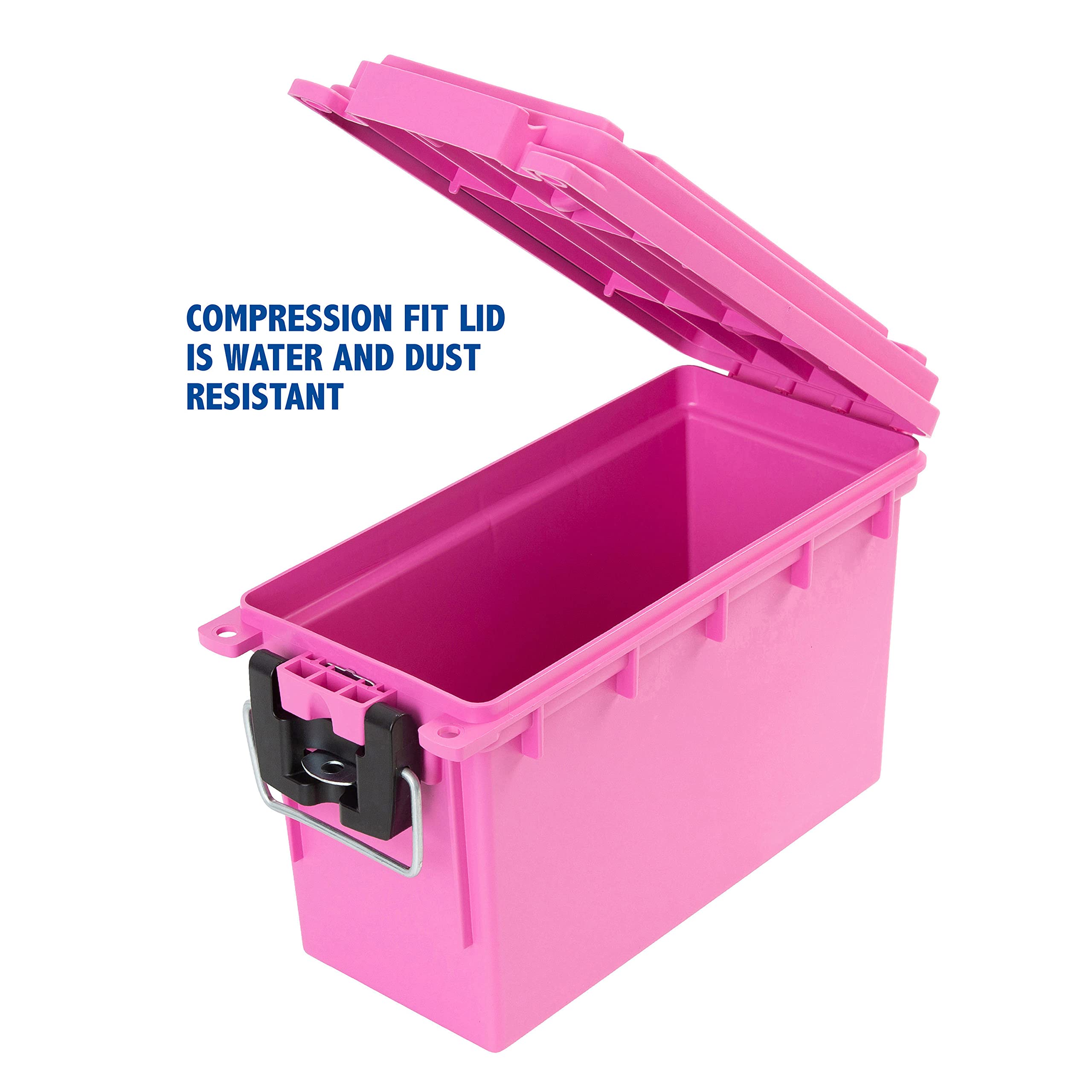 Sheffield 12631 Ammo Storage Box, Stackable .30 Cal Field Boxes, Water and Dust Resistant, Lockable Storage Box with Handle, Secures Hunting Gear, Supplies, and Bullets, Made in USA, Pink, 1-Pack