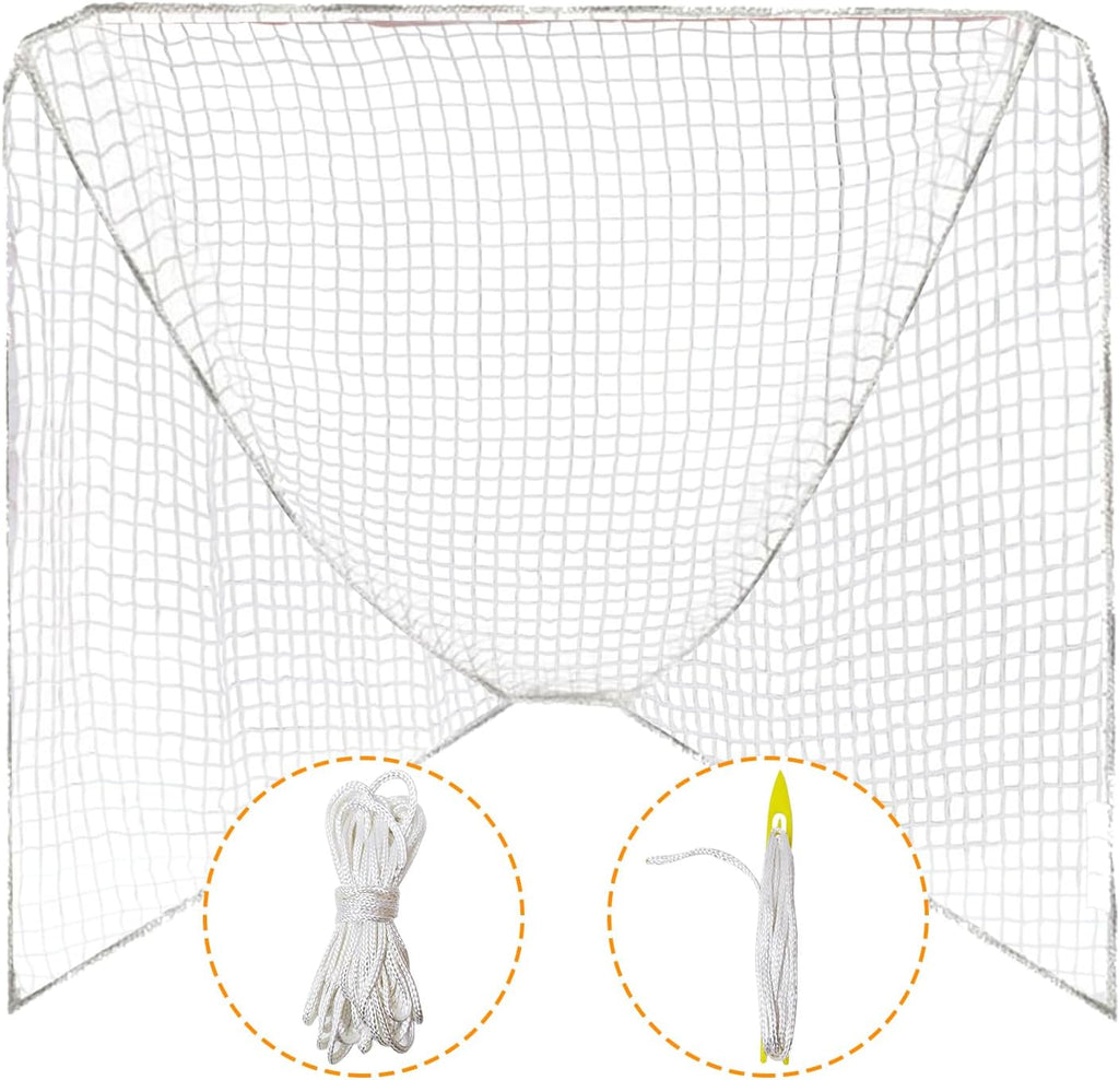 Skiennix Heavy Duty Lacrosse Goal Net - 6' x 6' x 7' with Installation Tool & Lacing Rope