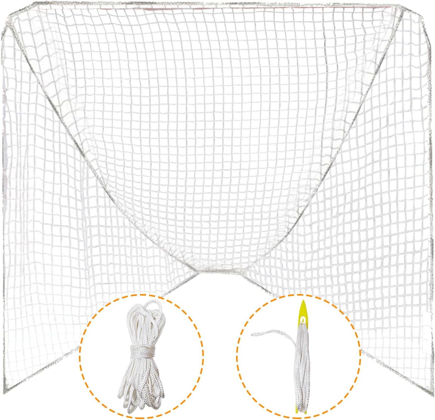 Skiennix Heavy Duty Lacrosse Goal Net - 6' x 6' x 7' with Installation Tool & Lacing Rope