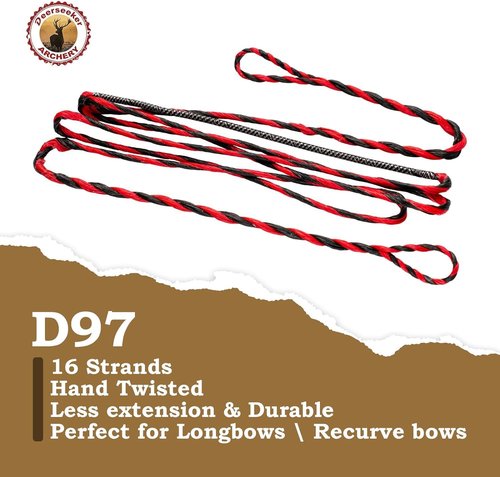Deerseeker Flemish D97 Bow String - Handmade 16-Strand Fast Flight Replacement for 54-70in Longbow & Recurve