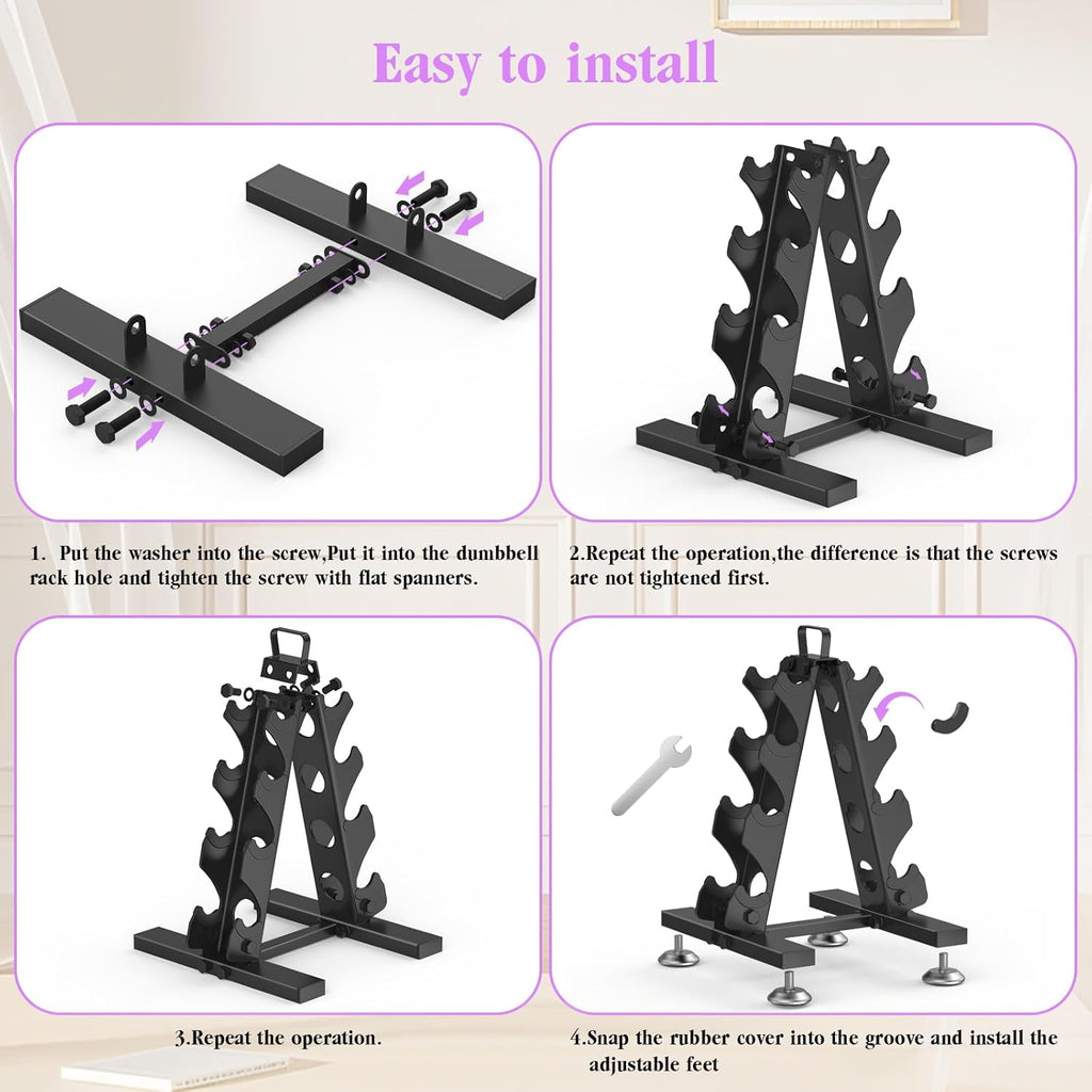 TomCare 6-Tier Dumbbell Rack - A-Frame Weight Storage Stand for Home Gym | Durable Metal Design