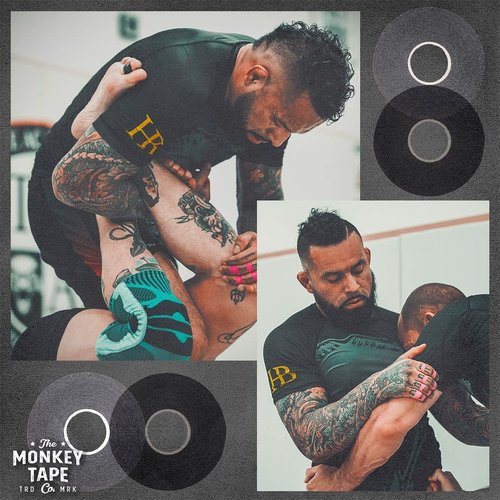 Monkey Tape Single Roll (1” x 15yd, Black) Premium Jiu Jitsu Sports Athletic Trainer Tape - Perfect for Wrist, Ankle, Foot, Knee, and Hand Taping