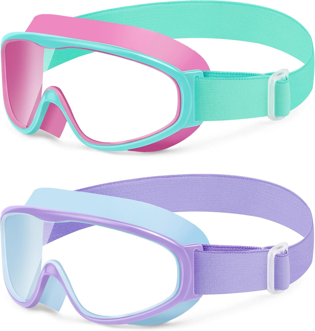 Vvinca Kids Swim Goggles - Anti-Fog, UV Protection, No Leak Design | 2 Pack with Comfort Strap for Ages 3-14