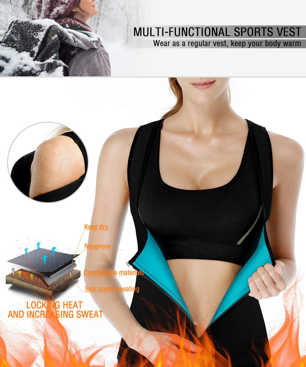 NonEcho Women Sauna Body Shaper Sweat Suit Sleeve Spa Cami Hot Neoprene Slimming Workout Vest Waist Trainer Top