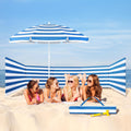 Sliner 20ft Long Beach Wind Screen - Portable UV 50+ Umbrella Privacy Blocker | Blue & White
