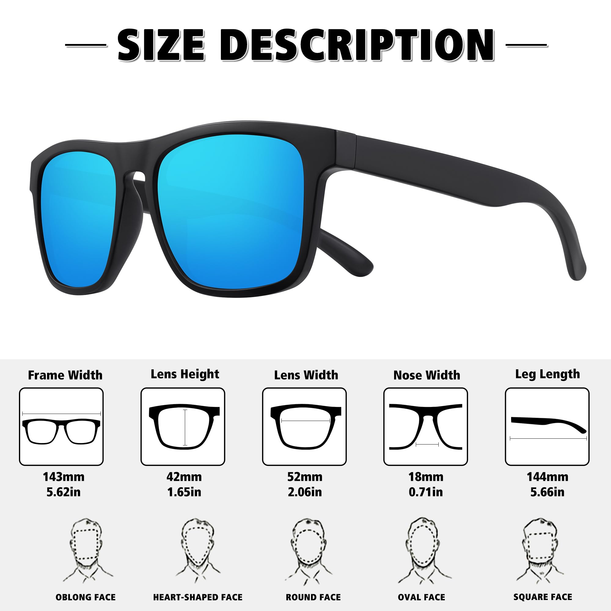 MEETSUN Polarized Sunglasses For Men Women UV Protection Square Frame Sport Fishing Driving Sunglasses (3 Pack) Black/Ice blue/Green