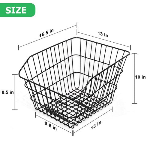 RAYMACE Rear Bike Basket with Waterproof Cover and Cargo Net,Bicycle Cargo Rack Storage X-Large Basket Mount for Back Under Seat（X-Large）