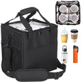 4 Cup Insulated Beverage Carrier Bag, Reusable Drink Carrier with Handle and Shoulder Strap, Adjustable Height Dividers Spill Resistant Portable Coffee Cup Holder for Delivery Takeout Commuting