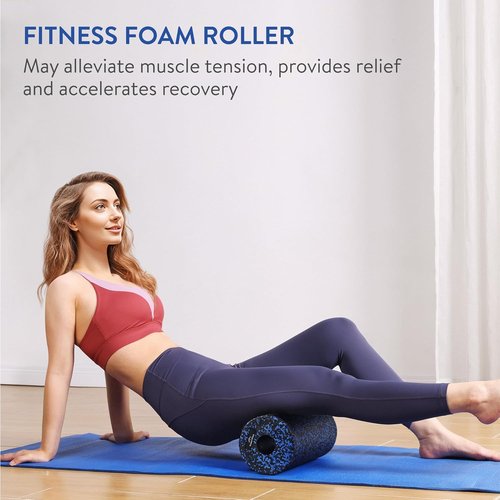 Foam Roller - Medium Density Foam for Deep Tissue Massage | Relieve Back Pain - Black/Blue