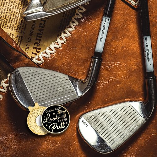 rofiowa Oh My God Look At Her Black Gold Golf Ball Marker with Hat Clip, Funny Golf Accessories for Women, Christmas Mother's Day Birthday Gifts for Golf Fan Golfer, Novelty Golf Gifts for Her