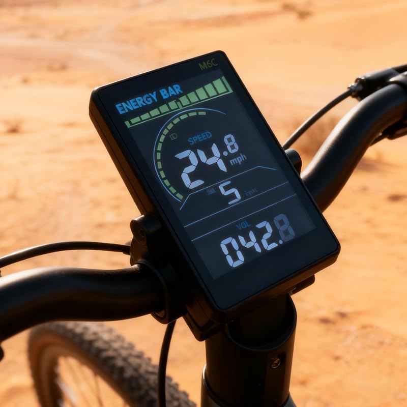 M6C-5PIN UART 2 Ebike LCD Display – 24V-60V, IP65, USB Charge, Color Screen