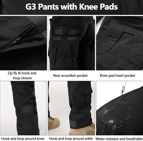 G3 Tactical Pants by [Brand Name] - Waterproof Camo Cargo Pants with Knee Pads for Airsoft & Paintball
