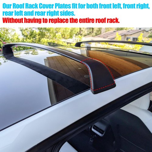 Jaronx Compatible with Tesla Model Y Roof Rack Cover Rail End Shell 2020-2023, 4PCS Roof Rack Luggage Cross Bar Covers for Tesla Model Y Replace 1518242-00-B 1518243-00-A 1518249-00-B 1518250-00-A