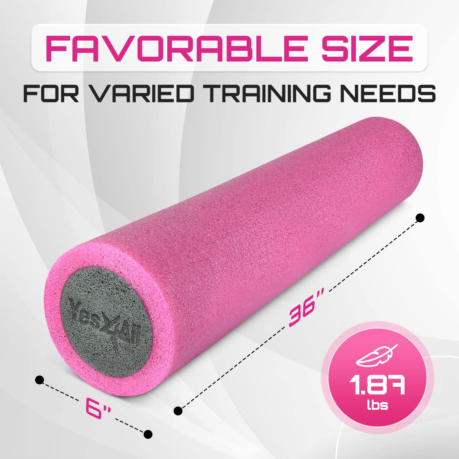 Yes4All Medium Firm PE Foam Rollers for Yoga & Pilates, Available in 12, 18, 24, 36 inch, Two-Layer PE Yoga Roller for Massage
