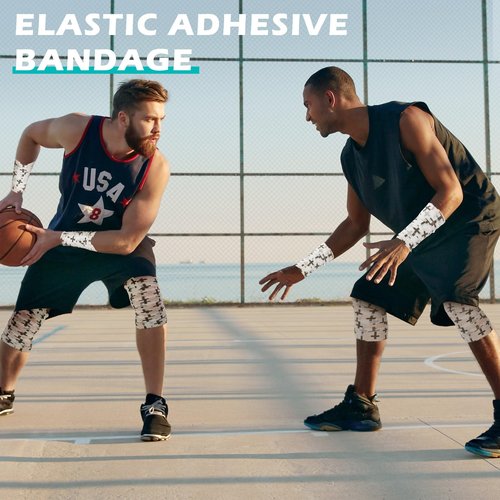 TrelaCo 2 Pcs Cross Tape Christian Athletic Tape 2IN X 15FT Elastic Wrist Wrap for Baseball Soccer Football Gymnastic Non Woven Jesus Self Adhesive Bandage Sport Bandage Wrap for Wrist, Feet (White)